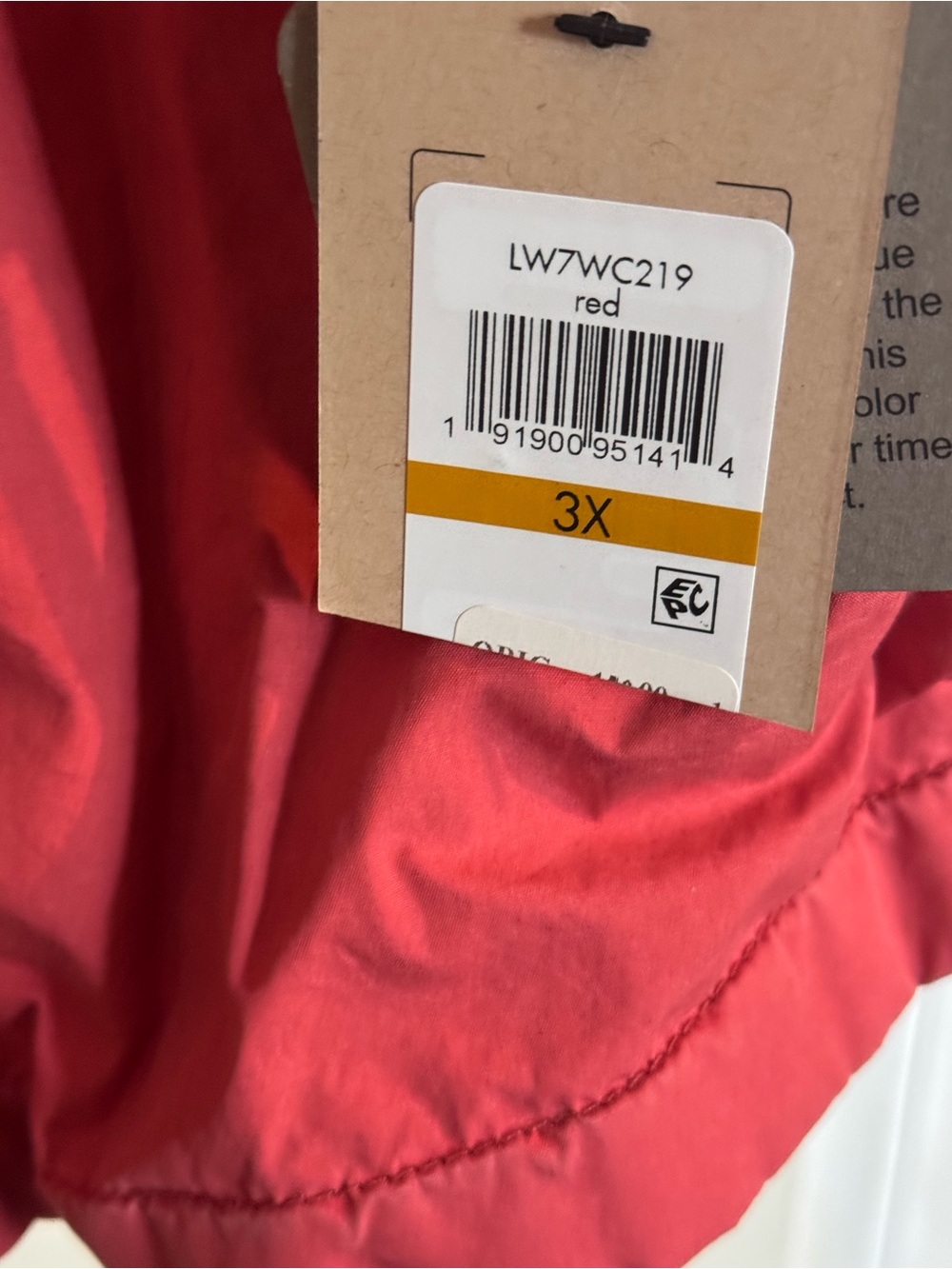 Levi's Coral Red Zip-Front Anorak Jacket Brand New with Tags, Size 3X - Picture 4 of 5